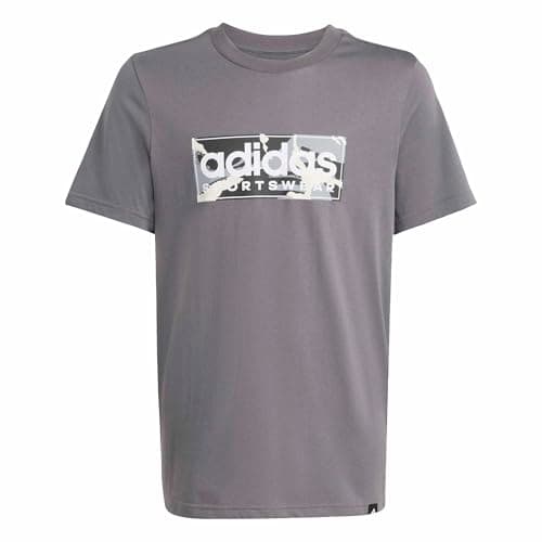 Image of adidas Boy's CAMO Linear Junior Boys Graphic TEE, Grey Five, 13-14 Years