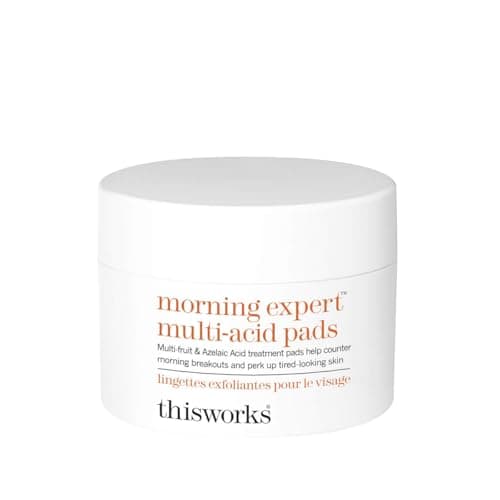 Image of This Works Morning Expert Multi-Acid Pads, 60 Pads - Exfoliating Face Pads Enriched with Witch Hazel, AHAs and Vitamin B3 - Cleansing Pads with Azelaic Acid to Unclog Pores and Smoothe Complexion