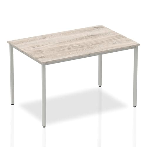 Image of OPO Impulse Freestanding 1200mm Straight Boardroom Table Attractive Box Frame Legs | Sturdy Build Weather & Heat Resistant Melamine Finish Rectangular Table Grey Oak 1200
