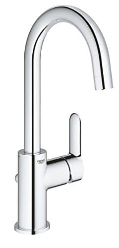 Image of GROHE Bauedge Single-Lever Basin Mixer L-Size Eco-Friendly with High Swivel Spout and Pop-Up Waste Set, Chrome Finish 23760000