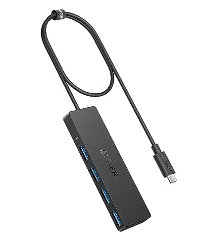 Image of Anker 4-Port USB 3.0 Data Hub, Ultra-Slim 5Gbps USB-C OTG Hub with 2 ft Extended Cable, for MacBook, Mac Pro, Mac Mini, iMac, Surface Pro, XPS, PC, Flash Drive, Mobile HDD (Charging Not Supported)