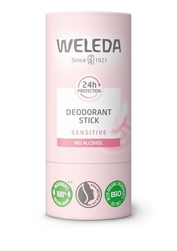 Image of Weleda Deodorant Stick Sensitive, gentle formula, alcohol & aluminium free, 24hr long-lasting protection, natural essential oils, vegan, sustainable plastic-free packaging, 50g