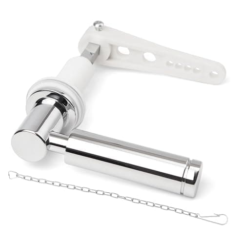 Image of Weielt Toilet Flush Handle Eeplacement Kit Zinc Alloy Metal Toilet Handle Replacement, Toilet Cistern Lever Arm with Chain - Adjustable Arm