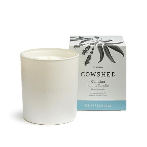 Image of Cowshed Relax Scented Candle 220g | Eucalyptus & Lavender Aromatherapy Candle | Natural Soy Wax Candle with Cotton Wick | Spa Home Fragrance Candle | Long Burn Relaxation Candle
