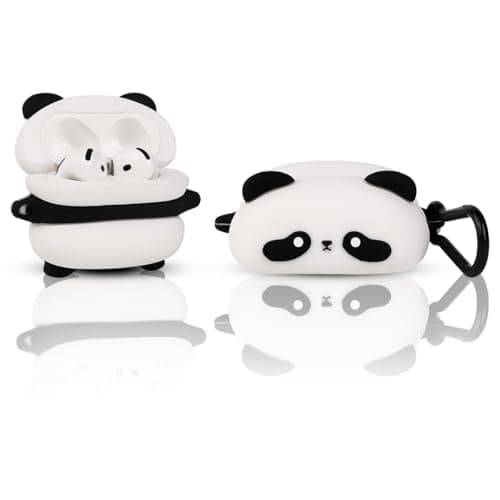 Image of Cute Case for AirPods 4th Generation, for AirPods 4 Wireless Earbuds, XMBYGY Silicone Cartoon Charging Case Shockproof Protective Headphones Cover with Carabiner for Man Woman Teen