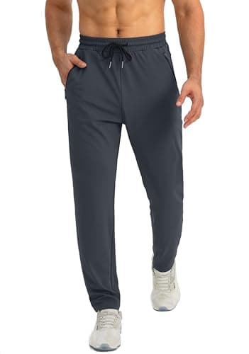 Image of Tansozer Tracksuit Bottoms Men Joggers for Men Jogging Bottoms with Zip Pockets Sweatpants Quick Dry Gym Trousers Open Hem Running Track Pants Mens Slim Fit Trousers Darkgrey XL
