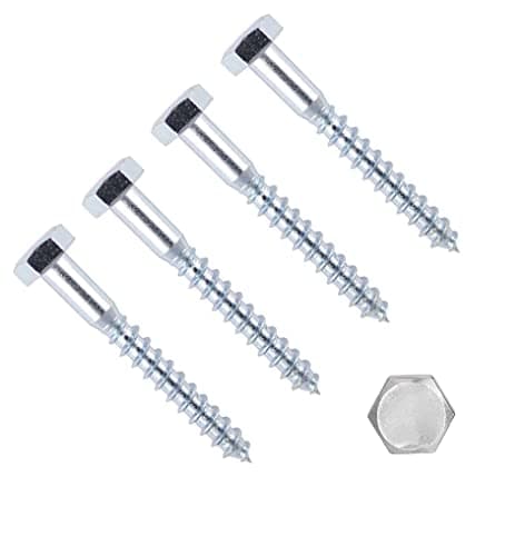 Image of TERF® M12 X 150mm Coach Screws Hex Head M12 (12mm) X 150mm Wood Masonry Brick Concrete Wall Fixing Lag Screw Bolts for Aerial Satellite Dish TV Bracket Fence Shelves Mounting Decking - Pack of 4
