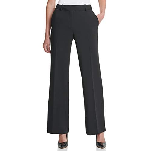 Image of DKNY Women's Misses Fixed Waist Wide Leg Pant, BLACK, 10