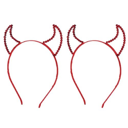 Image of MAGICLULU Halloween Devil Horn Headband Rhinestone Horns Hairband Lightweight Costume Accessory for Party Dress up 7 Inch