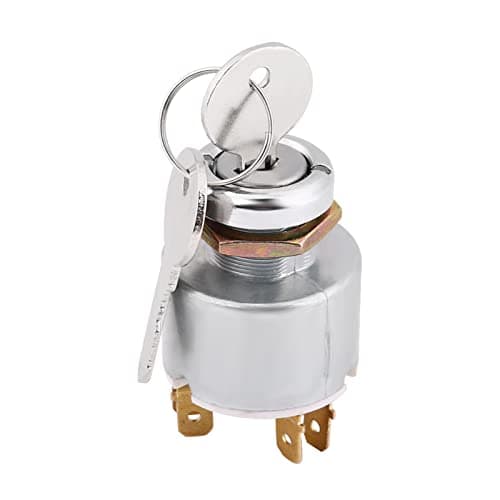 Image of Tiiyee 12V Ignition Switch, 3 Position Universal Key Starter Switch Waterproof On Off Start Ignition Switch Control Replacement for Cars Motorcycles Boats Lawn Mowers Tractors Trailers Generator Parts