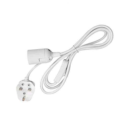 Image of Wowsale Pendant Light Ceiling Lighting Fitting, E27 Lamp Holder Suspended Pendant Light Fitting Kit, 2 Core Gold Fabric Cable Plug with On/Off Switch- UK Plug (White, 2m)