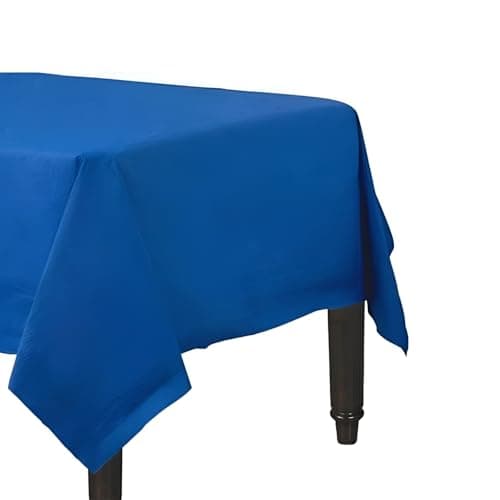 Image of Karrma Ltd. 4 x Royal Blue Paper Table Cloth 90 x 90cm Disposable Table Cover For All Occasions Baby Shower, Wedding, Birthday, Christmas, Halloween, Easter Party Decorations