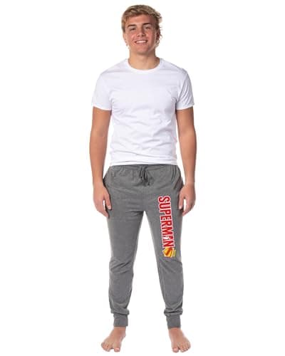 Image of DC Comics Men's Superman 2025 S-Shield Logo Sleep Jogger Pajama Pants For Adults, Grey, M