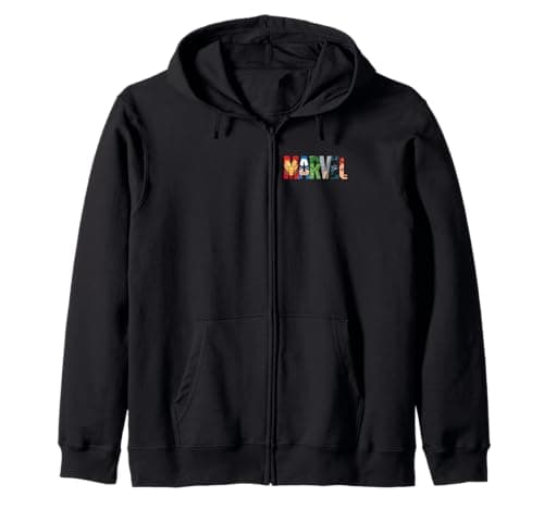 Image of Marvel Logo Avengers Iron Man Captain America Black Panther Zip Hoodie