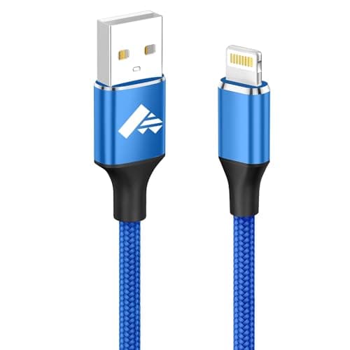 Image of Aioneus iPhone Charger Cable 2M/6.6FT Lightning Cable MFi Certified iPhone Fast Charging Cable Long iphone USB Fast Charging lead for iPhone 14 13 12 11 Pro Max XS XR X 8 7 6 Plus 5 5s SE-Blue
