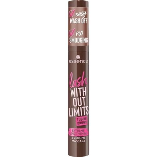 Image of essence lash WITHOUT LIMITS TUBING BROWN EXTREME LENGTHENING & VOLUME MASCARA, volumizing, lengthening (13ml)