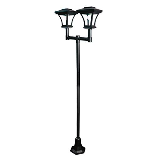 Image of GardenKraft 19510 Twin Head Solar Powered Lamp Post Garden Light / 1.7m Tall/Outdoor Decorative Illumination / 12 Bright White LED Lights/Weatherproof