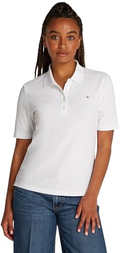 Image of Tommy Hilfiger Women's Regular Fit Short Sleeve Polo Shirt, White (Optic White), L