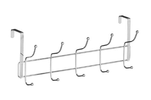 Image of Premier Housewares Over Door Hanger with 10 Hooks | Over the Door Hook for Bedroom| Anti-Slip Back of Door Hook Hanger | Chrome Finish Wire Frame