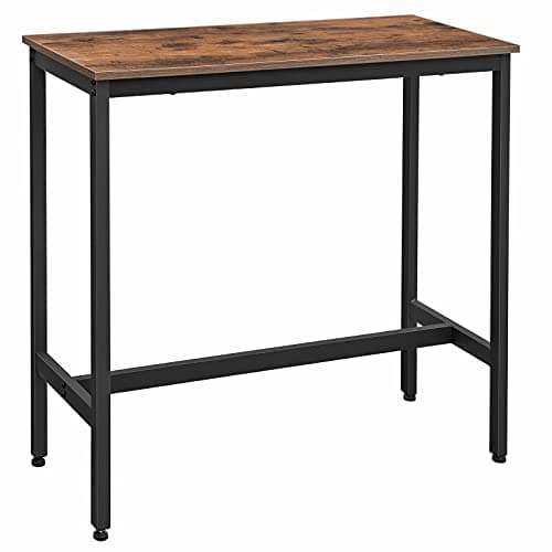 Image of VASAGLE Bar Table, Narrow Rectangular, Kitchen, Pub Dining High Table, Easy Assembly, Industrial, Rustic Brown and Black LBT10X 100 x 40 x 90 cm (L x W x H)