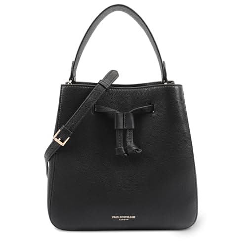 Image of Paul Costelloe Genuine Leather Multiway Bucket Bag | Peace (Jet black)
