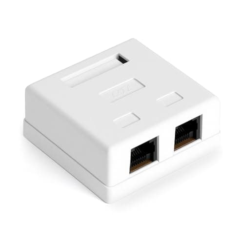 Image of AOOSU CAT 6A Network Socket Surface-Mounted, 2 Port RJ45 Socket Shielded Junction Box 10 Gbps Ethernet Network LAN Socket for Wall Office Home Industry