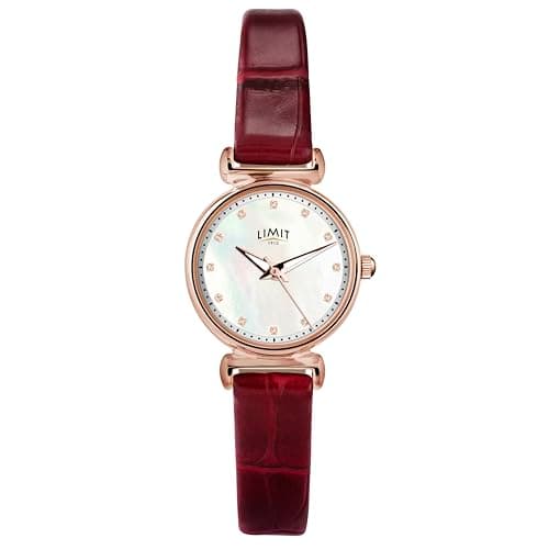 Image of Limit Ladies Analogue Dress Watch with Mother of Pearl Effect dial and Strap 60043,Rosegold/Red