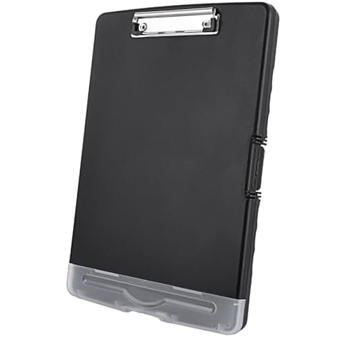 Image of ASelected Clipboard with Storage,A4 Clipboard with Pen Holder,Plastic Clipboards with Compartment, Heavy Duty Storage Box Folder for School, Office, Medical Personnel, Side-Opening (Black)