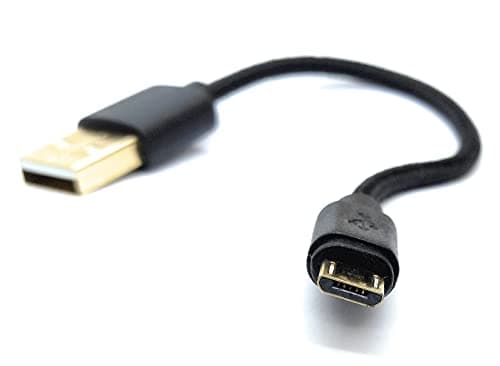 Image of DRUT 15cm short Micro USB to USB 2.0 Fast Charger Braided Cable 24AWG, A-Male to Micro B Gold Connectors Lead 0.5ft Black