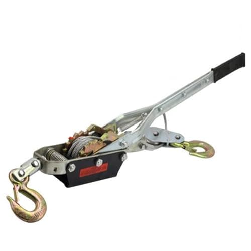 Image of Hand Ratchet Winch - 4 Ton Dual Gear Power Puller for Trailer and Tree Stump with Non-Slip Grip