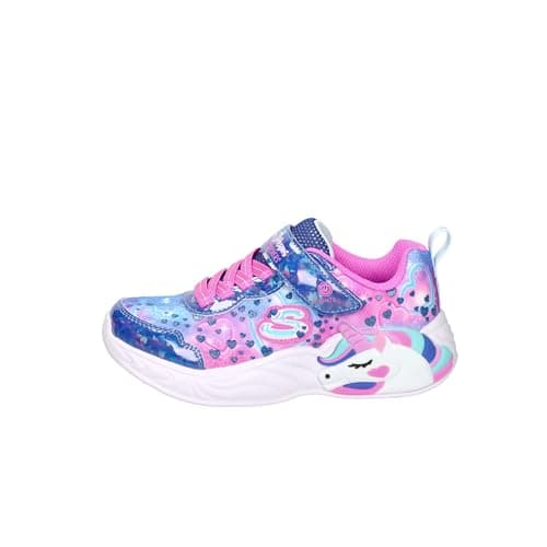 Image of Skechers Girl's Unicorn Dreams Heart Sparkles Sneakers, Navy Sparkle Mesh/Multi Trim, 10 UK Child