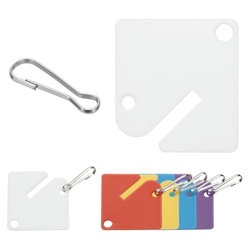 Image of PATIKIL 50 Pcs Key Tags, 1.5" Plastic Hanging Tag Slotted Key Tags Square Blank Writeable Durable with Metal Snap Hooks for Cabinet Boxes Lockers Identifiers Home Garage, Multicolor
