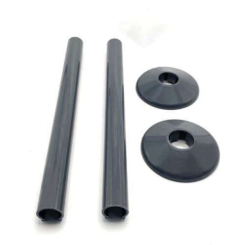Image of Greened House Radiator Pipe Covers SnapFit 2 Pack 200mm Long for 15mm Pipe Central Heating Clip On Covers Snappit (Anthracite)