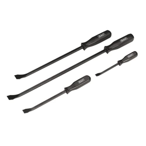 Image of Sealey Pry Bar Set 4pc - AK206, High Grade Carbon Steel, Chrome Vanadium, Flat Head, 200, 300, 450, 600mm