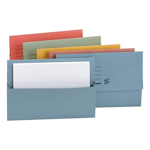 Image of 5 Star Office Document Wallet Half Flap 250gsm Recycled Capacity 32mm Foolscap Assorted [Pack of 50]