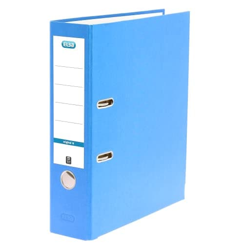 Image of Elba A4 Lever Arch File, 570 Sheet Capacity, 80mm Spine, Strong Paperboard, Single Pack, Blue – Durable Office, School & Home Filing Organiser