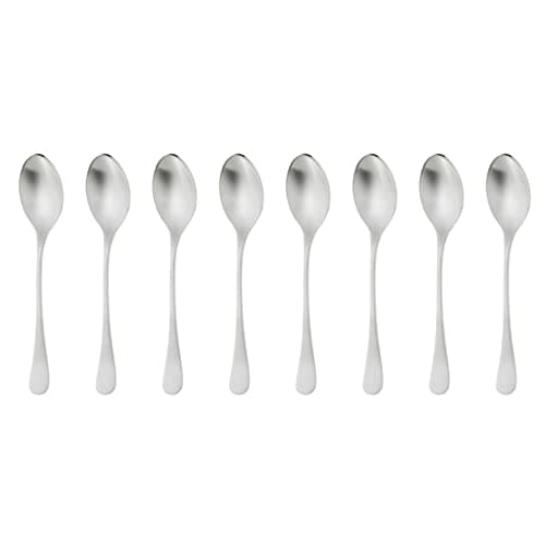 Image of Robert Welch Radford Satin Small Espresso Spoon Set of 8. Made from Stainless Steel. Dishwasher Safe.