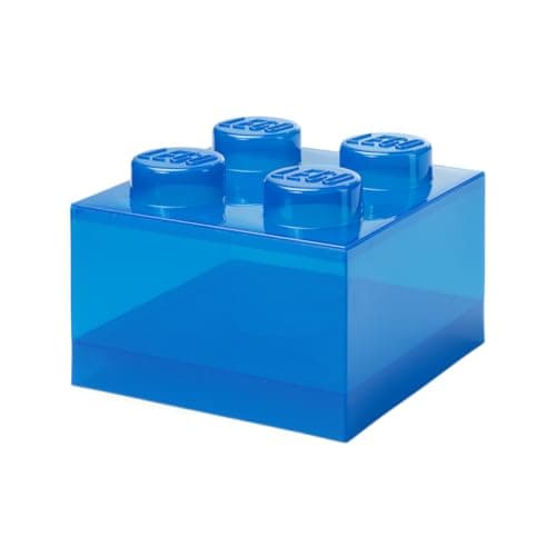 Image of Room Copenhagen LEGO Storage Brick 4 Knobs Translucent Blue - Stackable Plastic Storage Box with Lid for Kids and Adults Desk Organizer and Toy Box