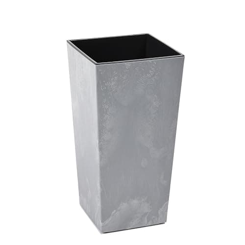 Image of Gordanluk Tall planter Concrete effect plant pot Designed Flowerpot with plant riser extra large plant pots indoor plant pots outdoor flower pot (Concrete Effect Grey, 14 x 26cm)