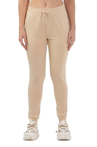 Image of Womens Organic Cotton Jogger Pant with Side Pocket and Draw String | Color : Black, Olive, Beige, White, Beige, M