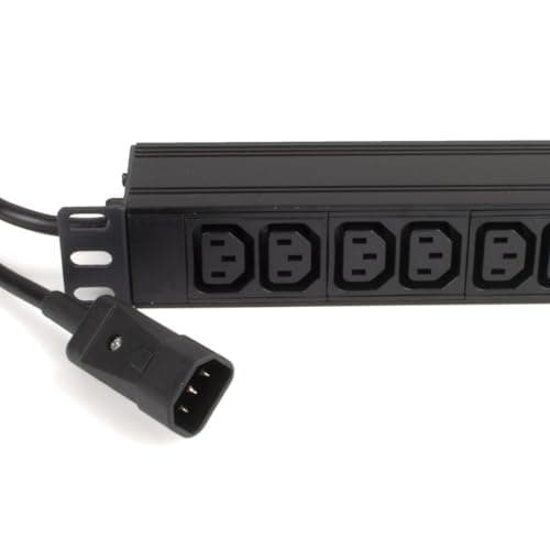 Image of kenable PDU Power Distribution Unit 16 Way C13 Sockets to C14 Plug 1U 19 Inch Rack Mount Horizontal 10A 2500W 3m Black