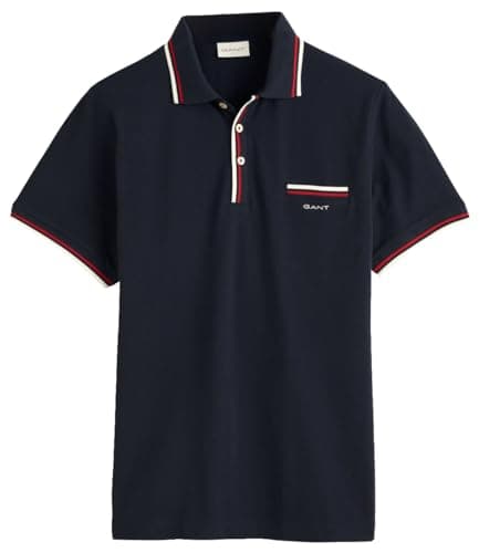 Image of GANT Men's 2-COL Tipping SS Pique Polo Shirt, Evening Blue, S