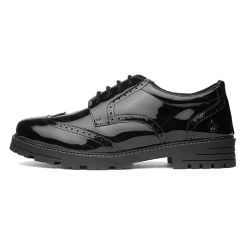 Image of Hush Puppies Darcy Girls Black Patent Brogue - Size 5 UK - Black