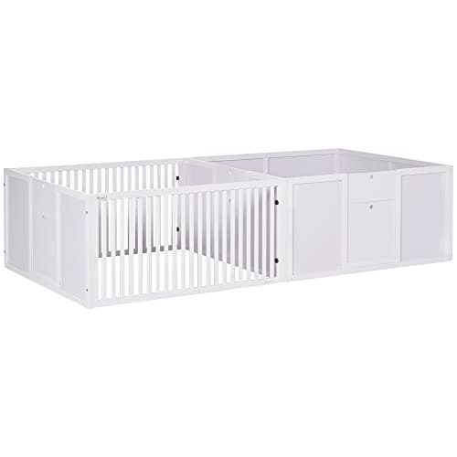 Image of PawHut Whelping Box for Dogs, 2m x 1m Whelping Pen for Indoors, Pet Playpen with Three Doors, Two-Room Design