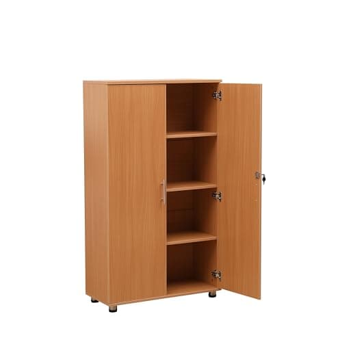 Image of MMT Furniture Designs Ltd Office Storage Cupboard Bookcase Filing Cabinet Beech Lockable 2 Door Cabinet