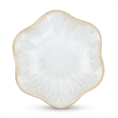 Image of FooYee Ceramic Jewelry Dish, Lotus Leaf Jewellery Trinket Dish, Ring Dish Key Bowl for Women and Girls, Nightstand Home Decor Small Friendship Christmas House Warming Gifts(White)
