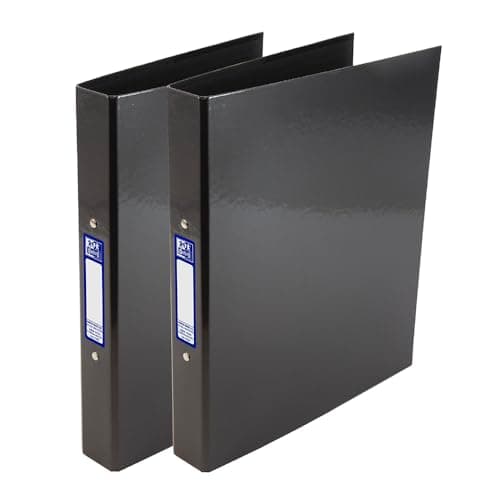 Image of Oxford Premium A4 Ring Binders, Charcoal Black, Laminated Paper on Board, 40mm Folders (Pack of 2)