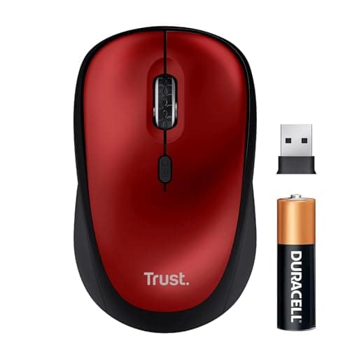 Image of Trust Yvi+ Silent Wireless Mouse, Sustainable Design, 800-1600 DPI, For Left and Right Hand Users, Storable USB Micro Receiver, Quiet Compact Computer Mouse for PC, Laptop, Mac, Home Office - Red