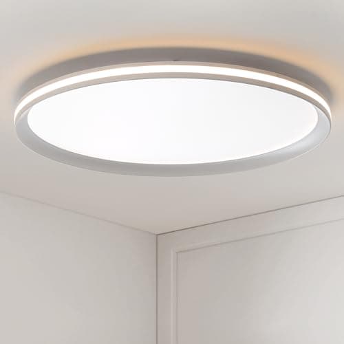 Image of Mikeru Modern 60cm Slim Round Full Spectrum Ceiling Light, Dimmable 3000k/4500k/6500k LED Ceiling Light, Brightness Adjustable 10%-100% for Living Room, Bedroom, Kitchen, Balcony, Hallway, Office