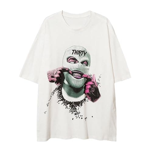 Image of Men's T-Shirt Breathable Fabric with Modern Design for Active Leisure Sports Activities, White, 4XL